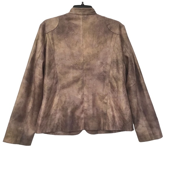 Chico's size 1 Gold Brown Moto Jacket M 8 - Picture 2 of 6